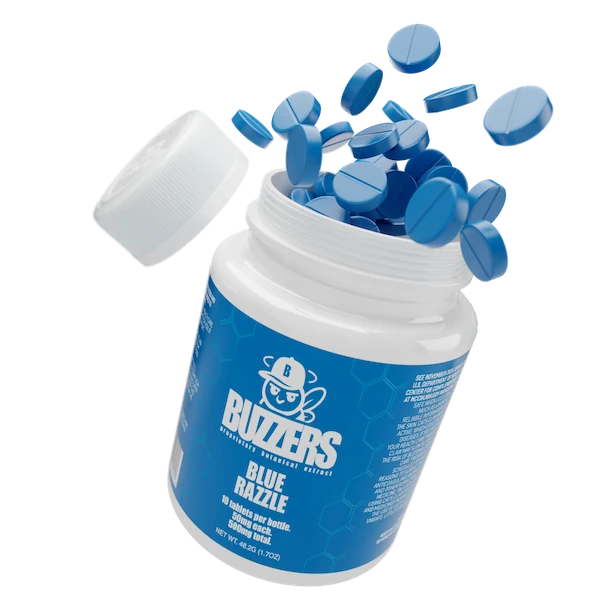 Buzzers Bottle 10ct 500mg Blue Razzle