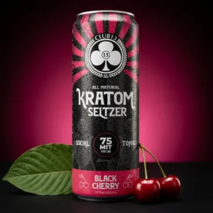 Club 13 Black Cherry Kratom Seltzer 75 mg MIT 12 oz can