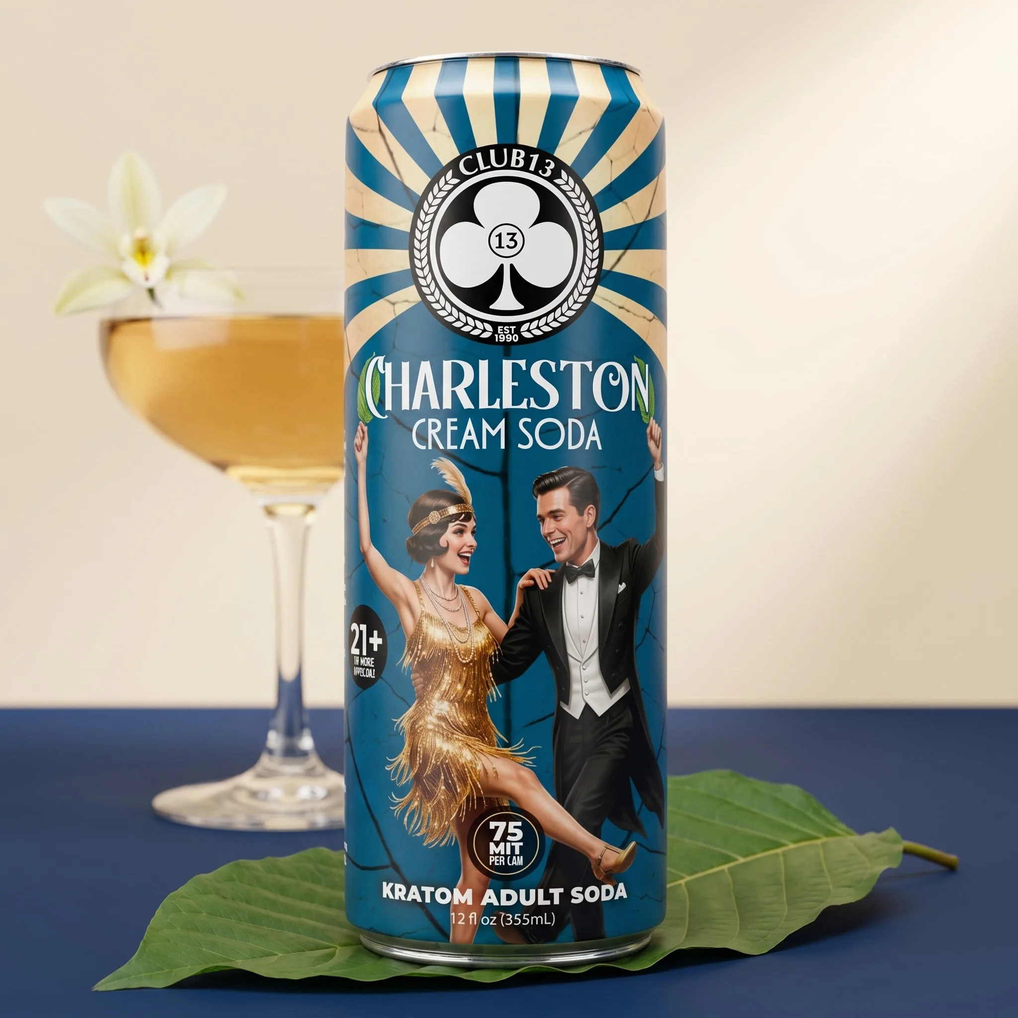 Club 13 Charleston Cream Kratom Soda 75 mg MIT 12 oz can