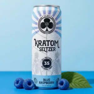 Club 13 Blue Raspberry Kratom Seltzer 35 mg MIT 12 oz can