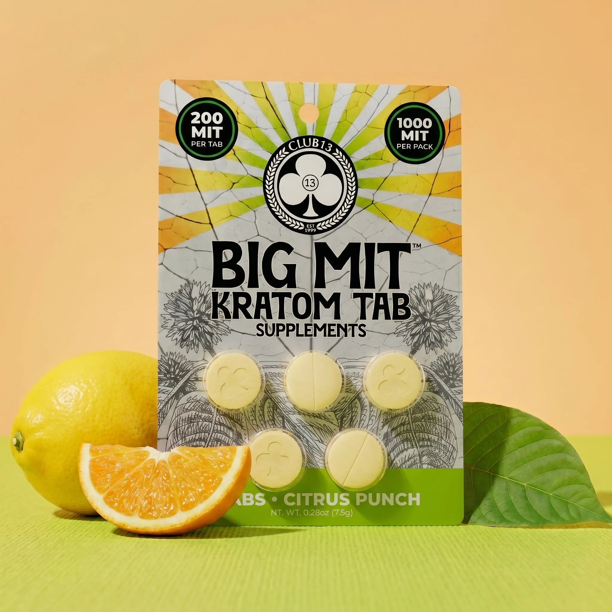 Club 13 BIG MIT Citrus Punch Kratom Tablets 5 ct 1000 mg MIT pack