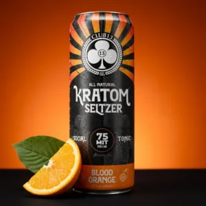 Club 13 Blood Orange Kratom Seltzer 75 mg MIT 12 oz can